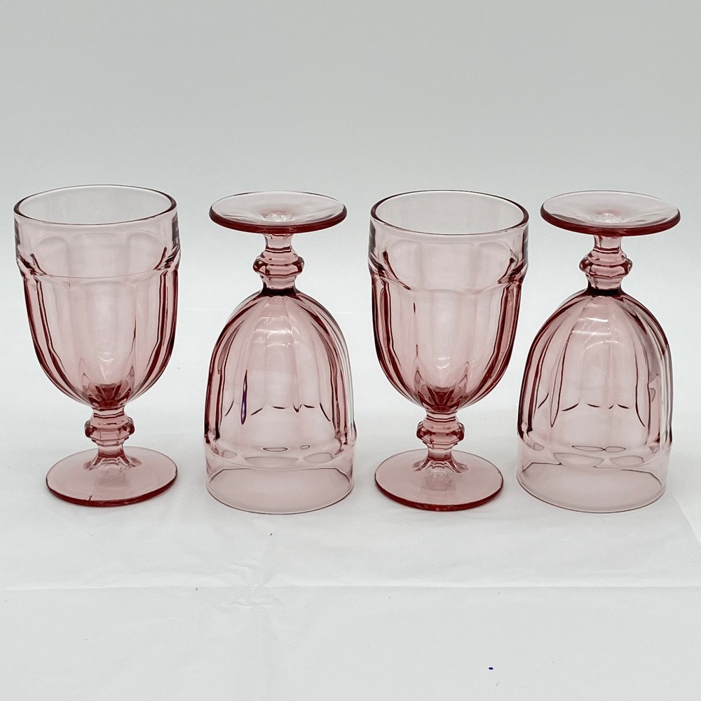 VTG Libbey Duratuff Gibraltar Pink Goblet 16oz Iced Tea Glasses Retro Barware 4 - Picture 10 of 10